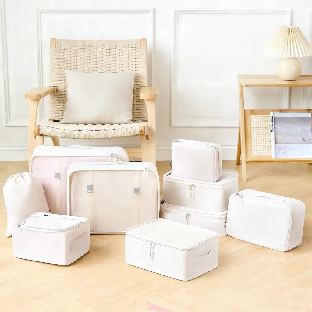 bagail-8-piece-mesh-packing-cubes-with-laundry-bag-and-shoe-bag-premium-nylon-tr image 2
