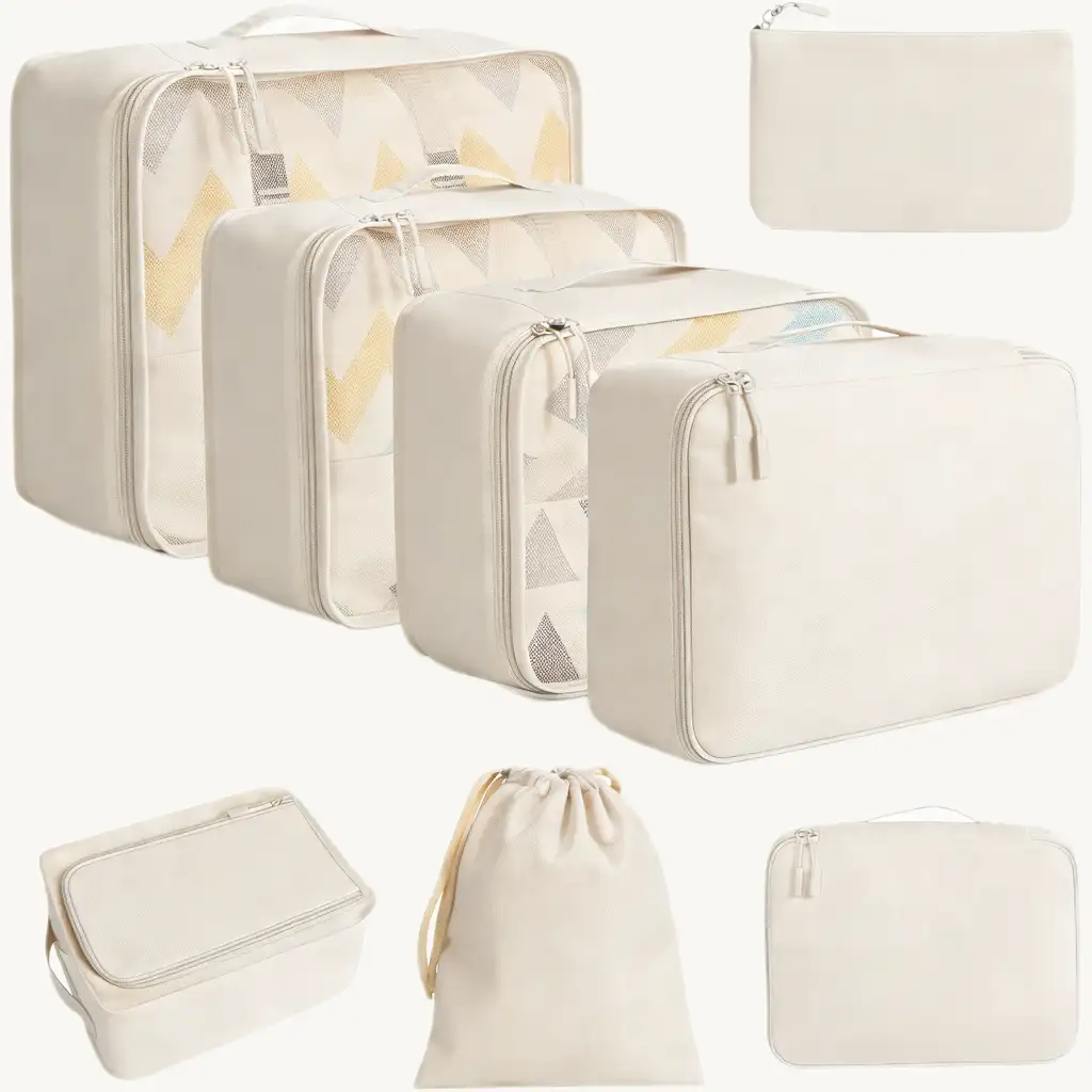 bagail-8-piece-mesh-packing-cubes-with-laundry-bag-and-shoe-bag-premium-nylon-tr image 4