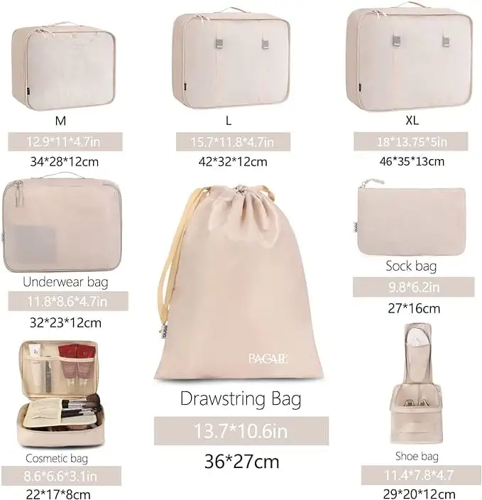 bagail-8-piece-mesh-packing-cubes-with-laundry-bag-and-shoe-bag-premium-nylon-tr image 5