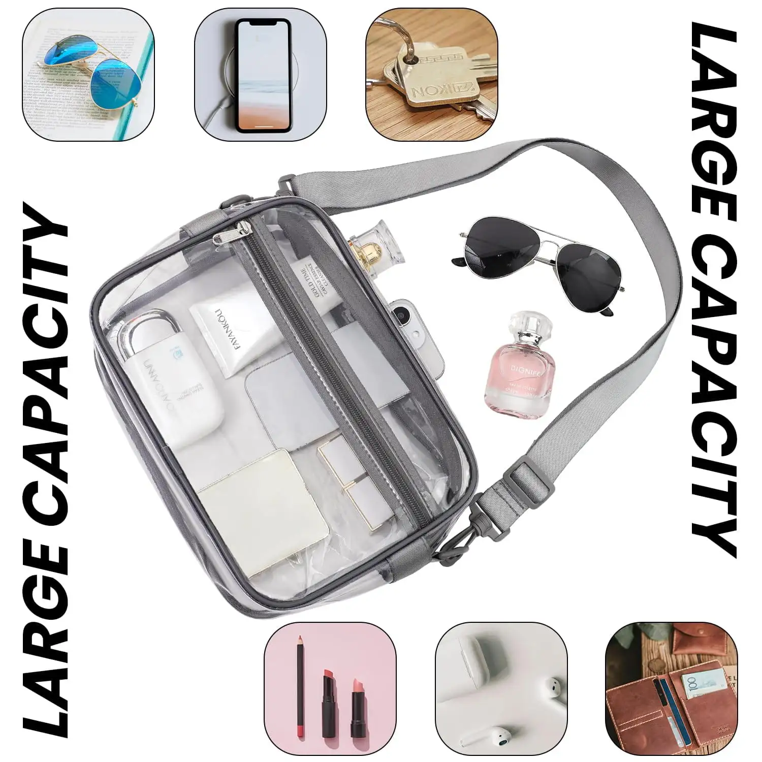 bagail-clear-stadium-approved-crossbody-purse-rectangle-transparent-bag-with-adj image 3