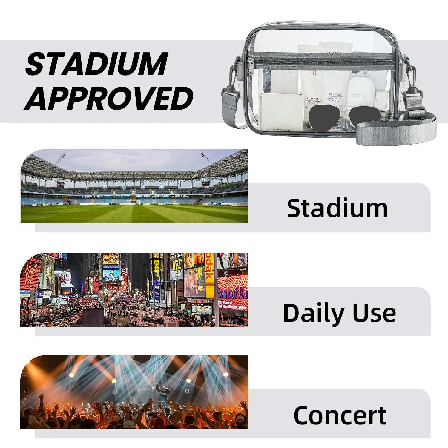 bagail-clear-stadium-approved-crossbody-purse-rectangle-transparent-bag-with-adj image 4