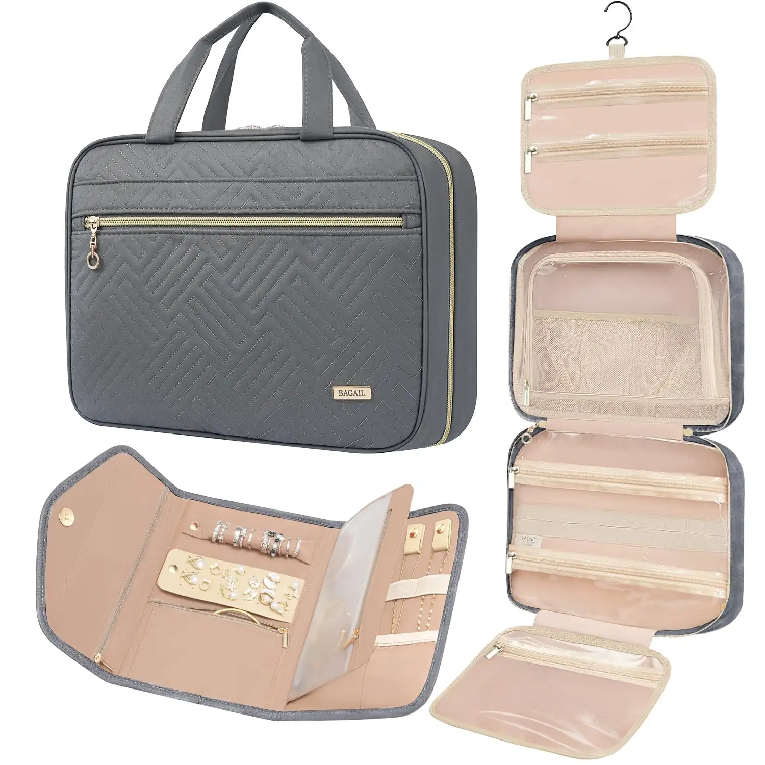 bagail-hanging-toiletry-bag-for-women-water-resistant-cosmetic-bag-with-jewelry- image 5
