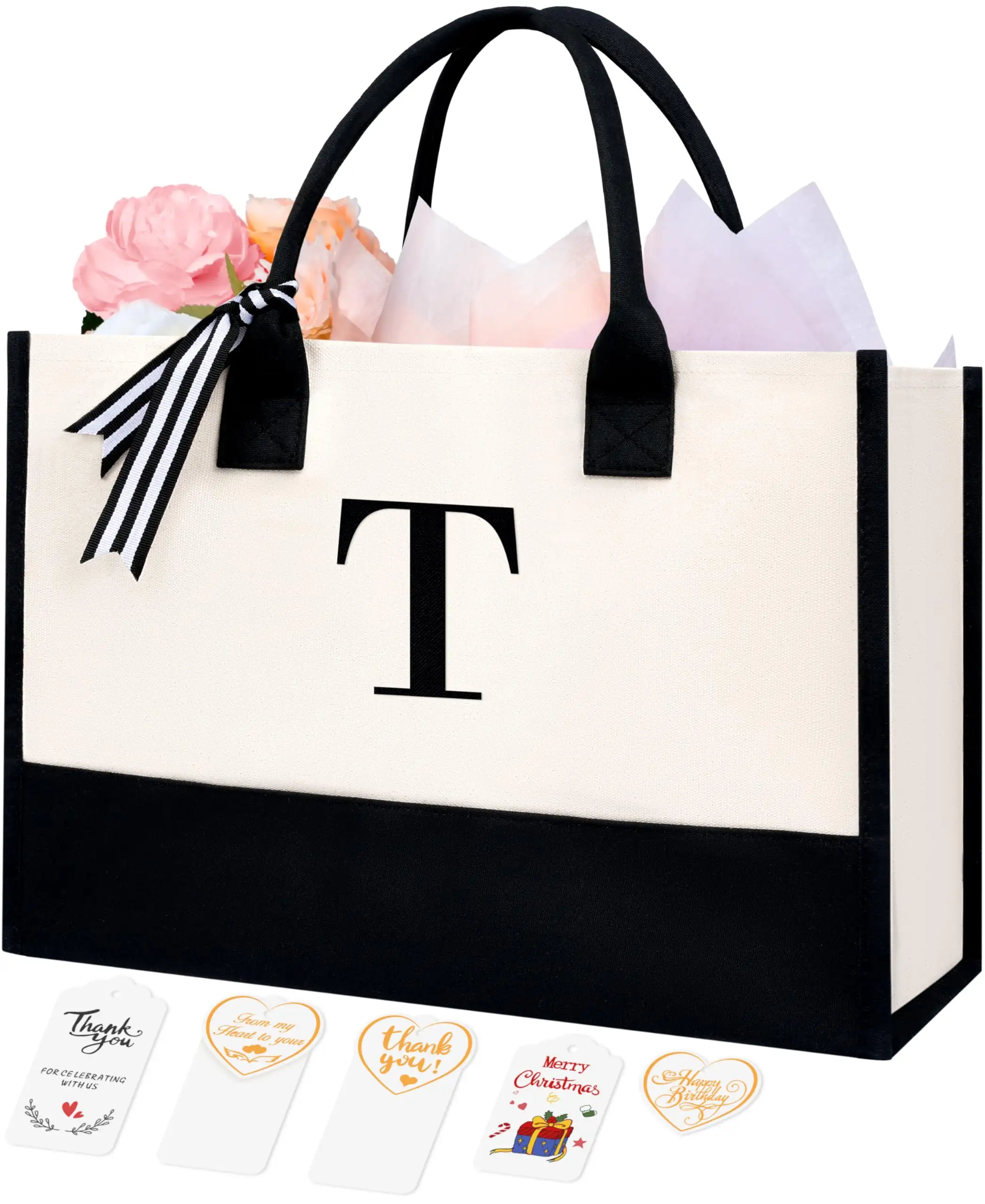 bagail-personalized-initial-tote-bag-custom-monogram-canvas-tote-for-women-teach image 2