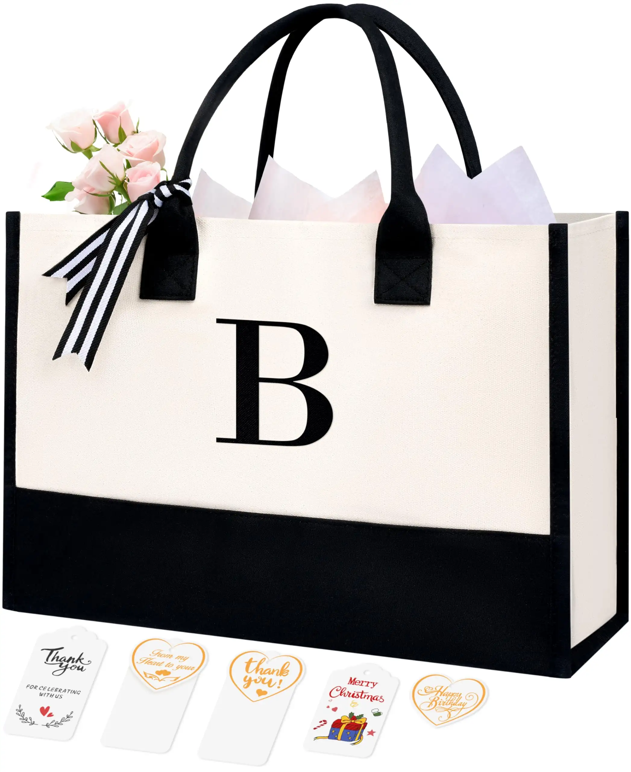 bagail-personalized-initial-tote-bag-custom-monogram-canvas-tote-for-women-teach image 1