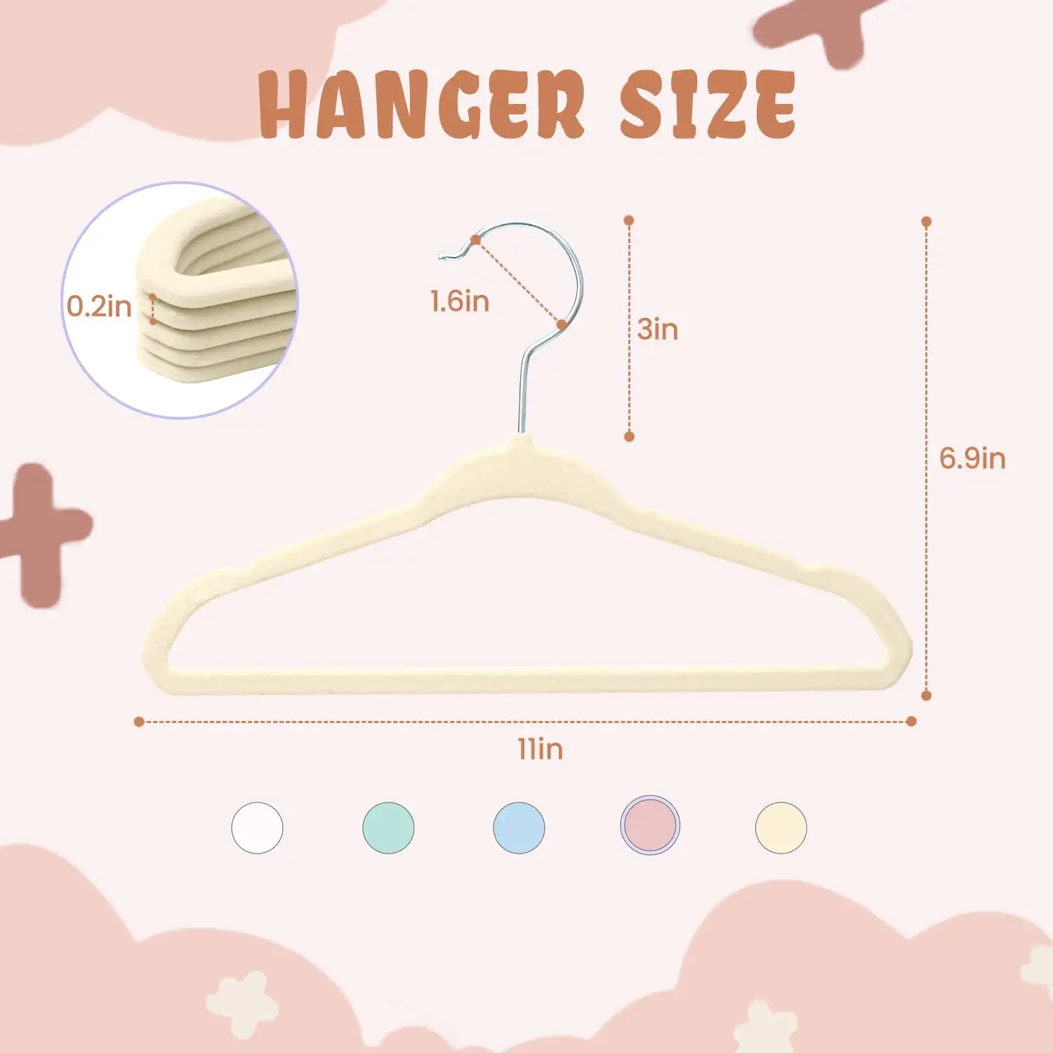 bagail-kids-velvet-hangers-11-inches-non-slip-baby-toddler-clothes-hangers image 2