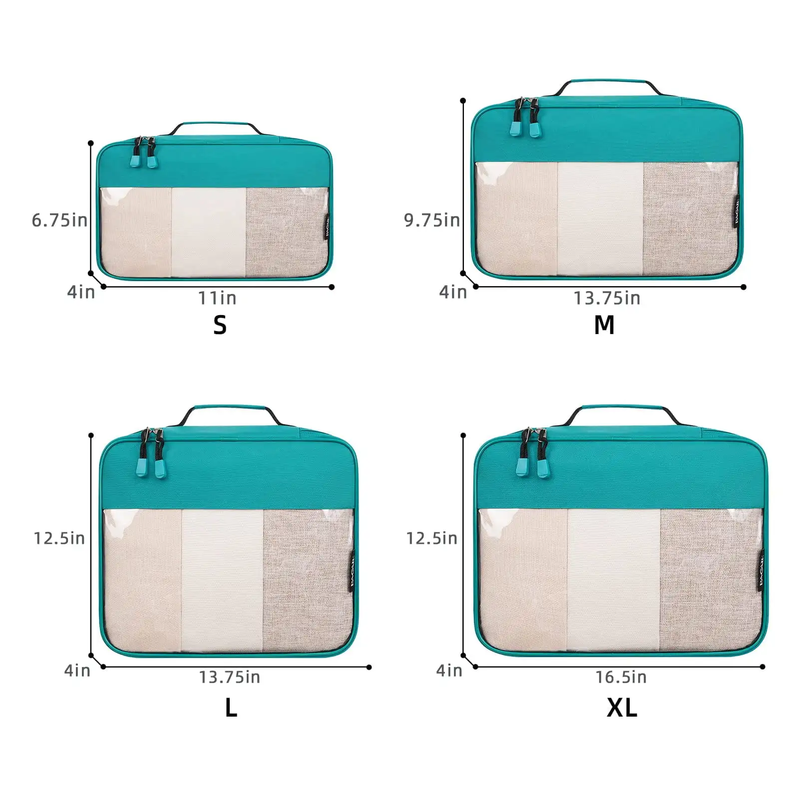 bagail-clear-packing-cubes-4-set-beige-see-through-travel-organizers-for-luggage image 6