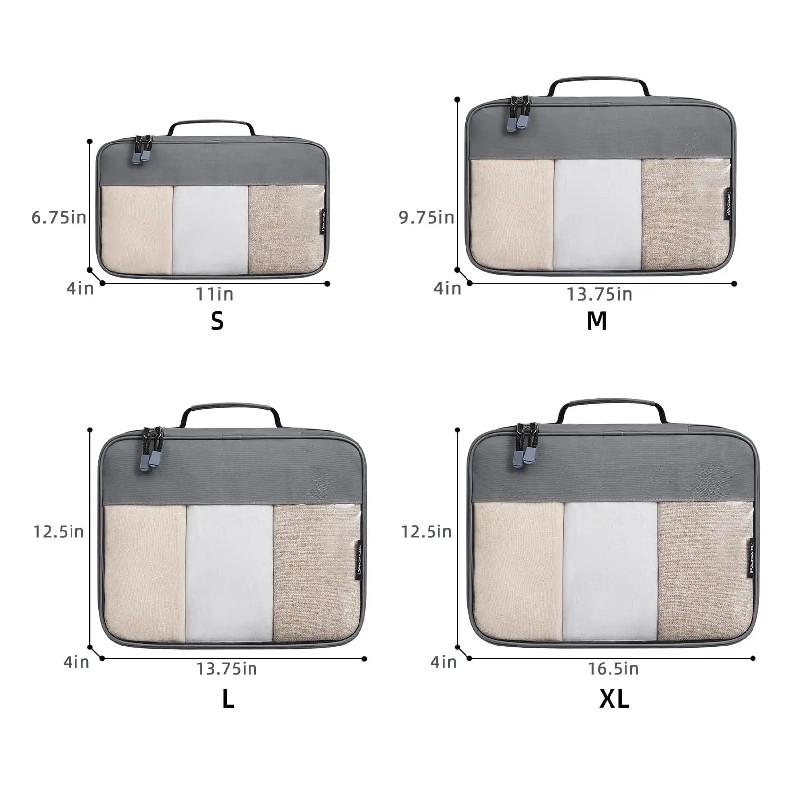 bagail-clear-packing-cubes-4-set-beige-see-through-travel-organizers-for-luggage image 8