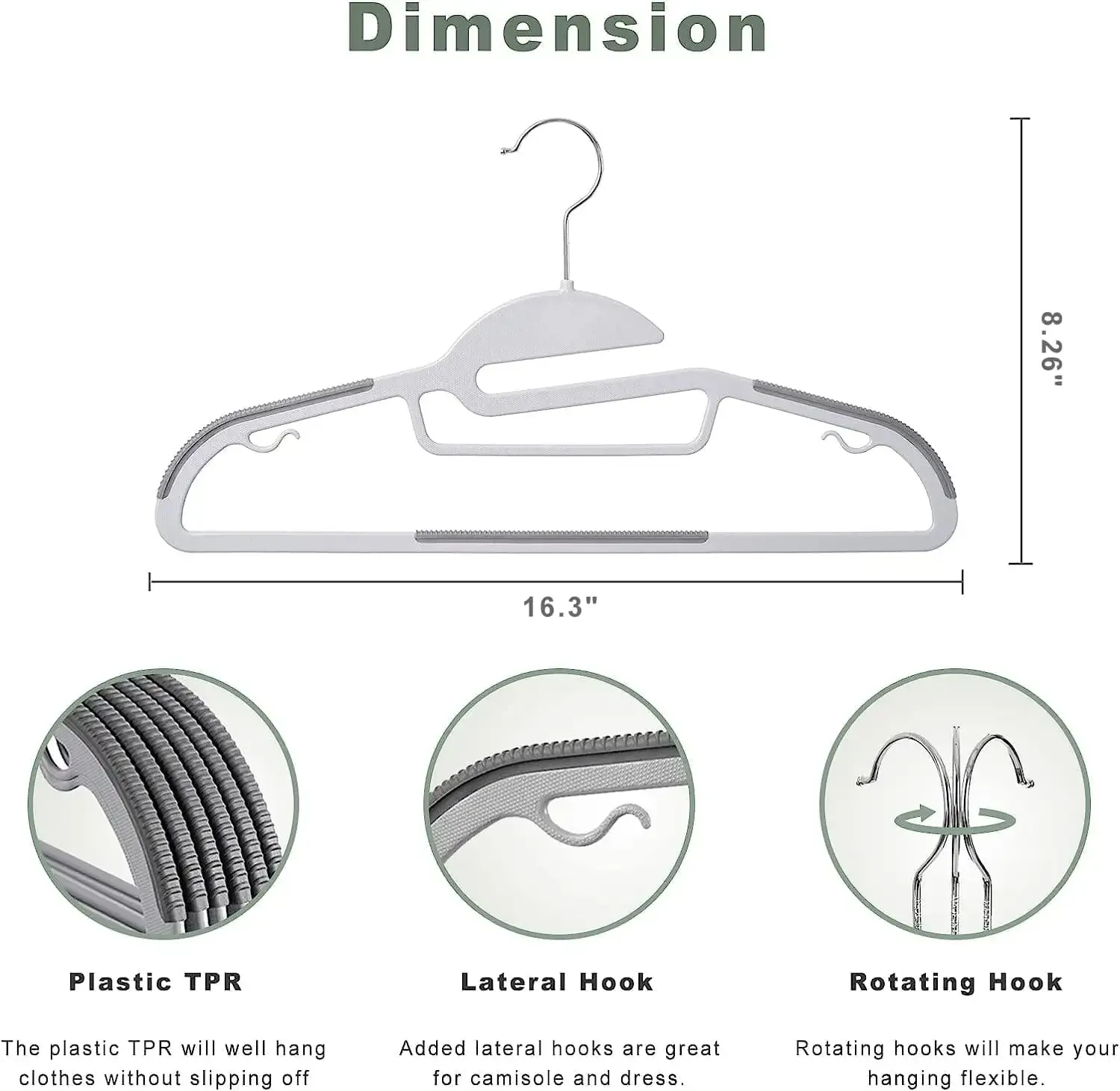 bagail-non-slip-plastic-hangers-50-pack-0-2-thick-360-swivel-hook-space-saving-c image 3