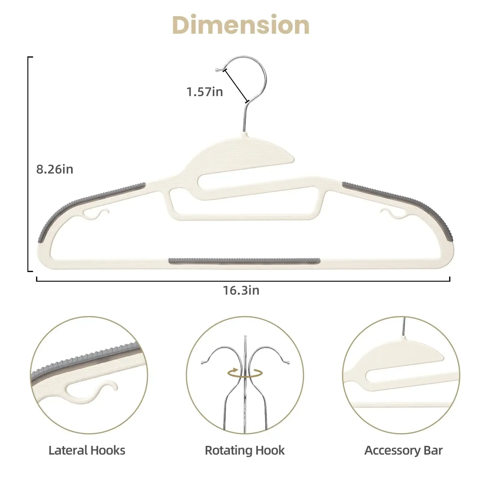 bagail-non-slip-plastic-hangers-50-pack-0-2-thick-360-swivel-hook-space-saving-c image 7