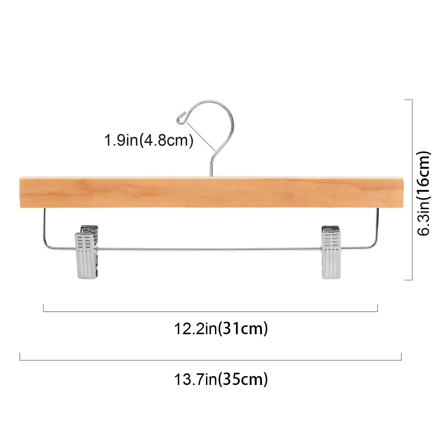bagail-wooden-pants-hangers-with-adjustable-clips-360-swivel-hook-anti-rust-10-p image 2