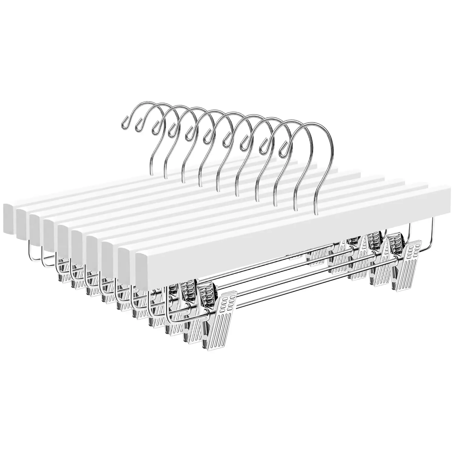 bagail-wooden-pants-hangers-with-adjustable-clips-360-swivel-hook-anti-rust-10-p image 3