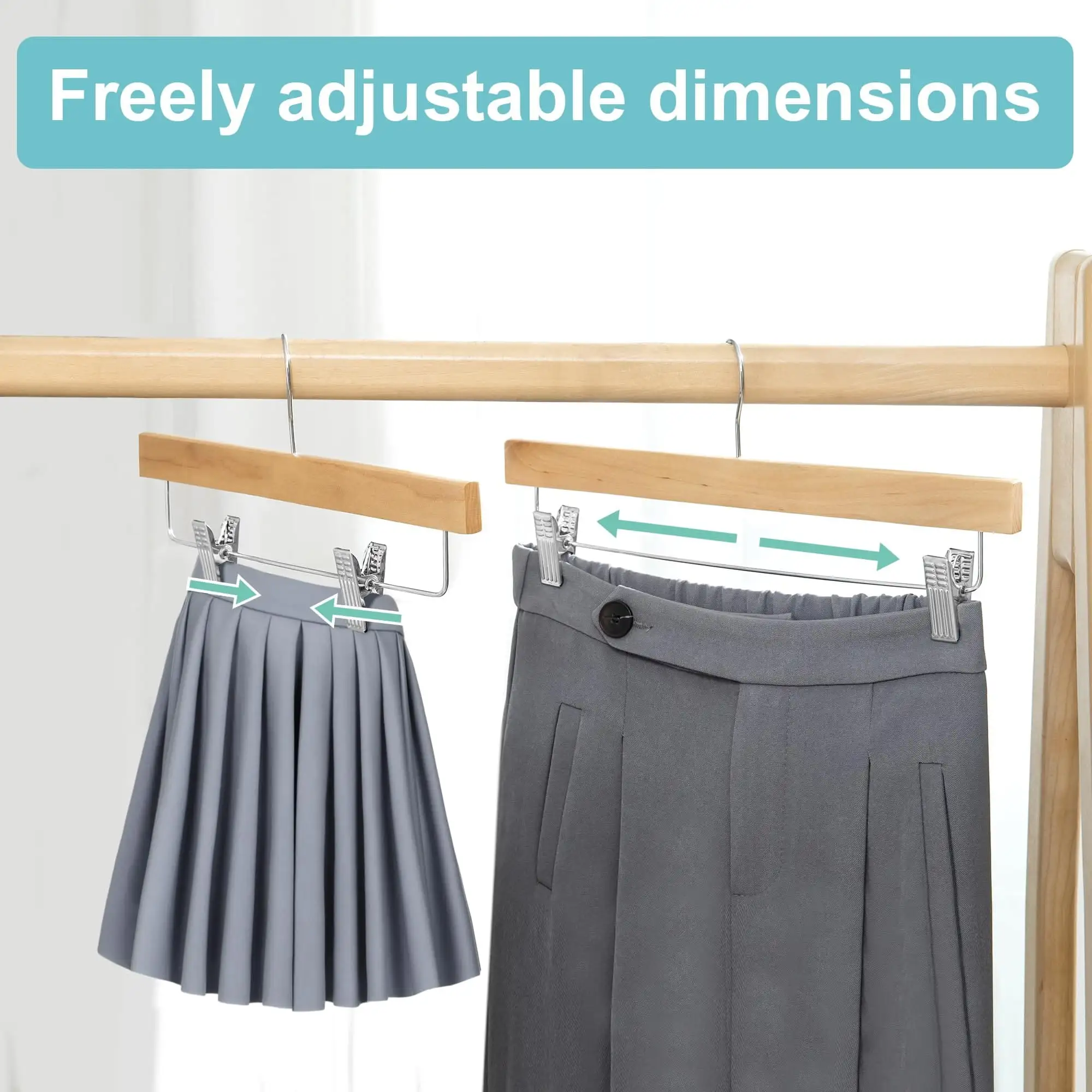 bagail-wooden-pants-hangers-with-adjustable-clips-360-swivel-hook-anti-rust-10-p image 6