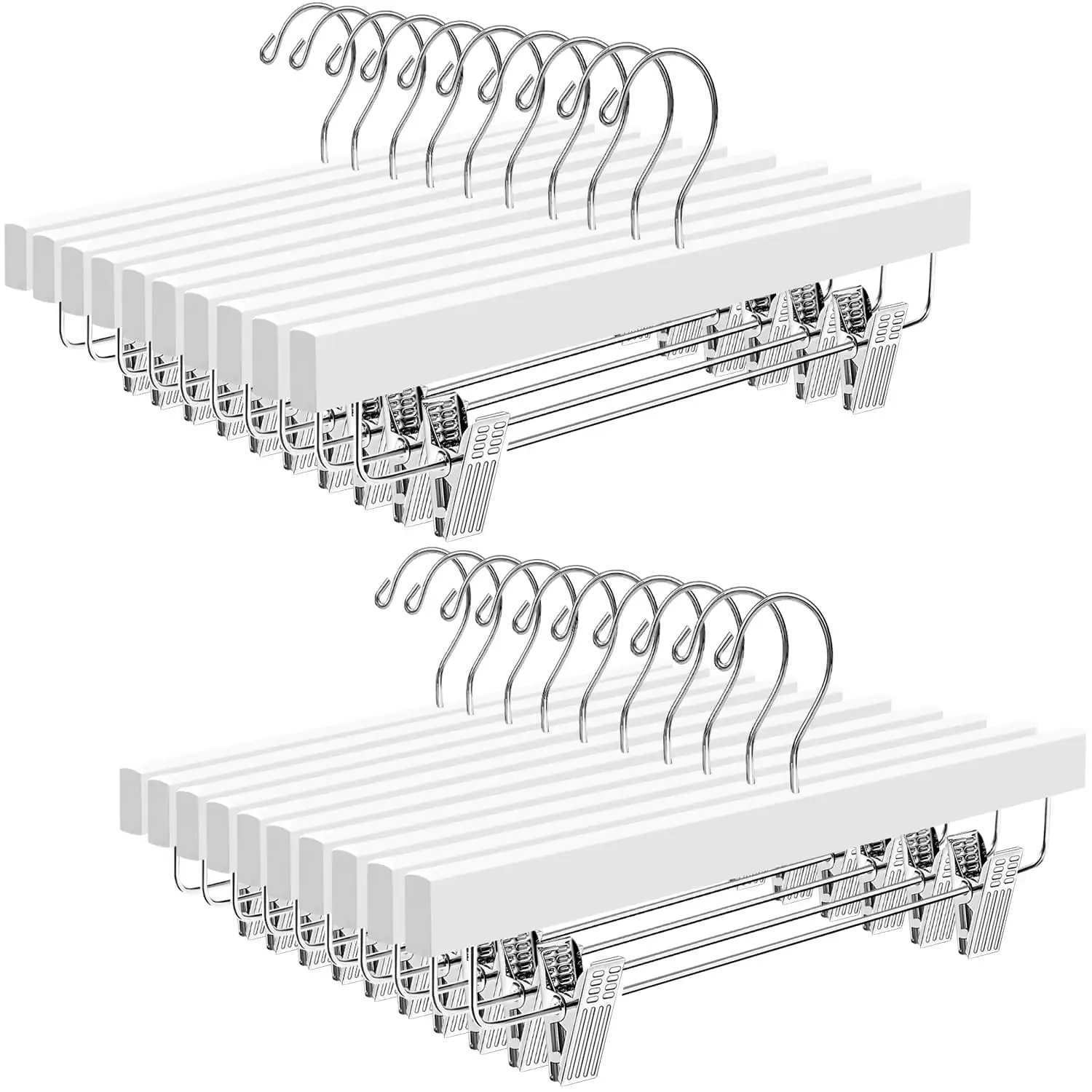 bagail-wooden-pants-hangers-with-adjustable-clips-360-swivel-hook-anti-rust-10-p image 7