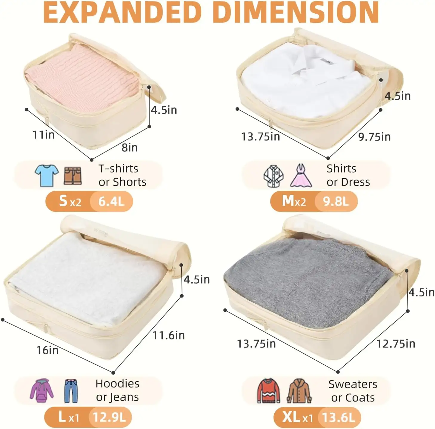 bagail-6-set-square-mesh-compression-packing-cubes-travel-organizers-for-luggage image 3