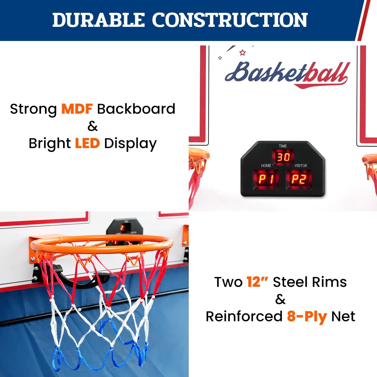 bagail-basketball-shooting-game-foldable-arcade-with-8-game-modes-electronic-sco image 4