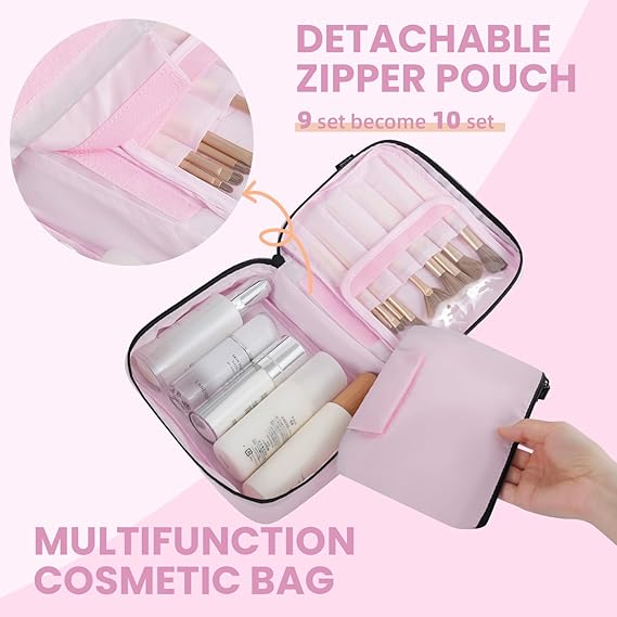 bagail-9-set-half-mesh-packing-cubes-with-makeup-bag-laundry-bag-shoe-bag-zipper image 6