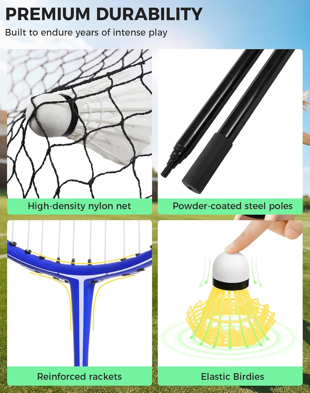 bagail-portable-badminton-net-set-pop-up-net-with-carry-case-complete-4-racket-s image 3
