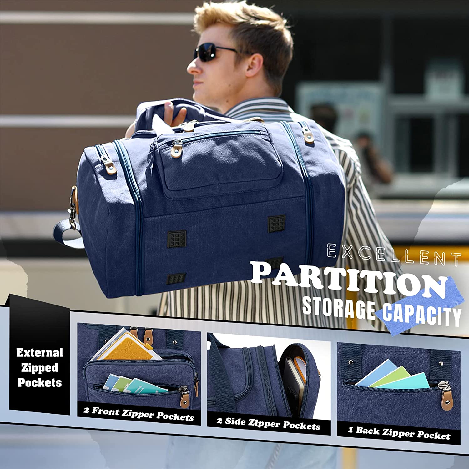gonex-60l-canvas-duffle-bag image 7
