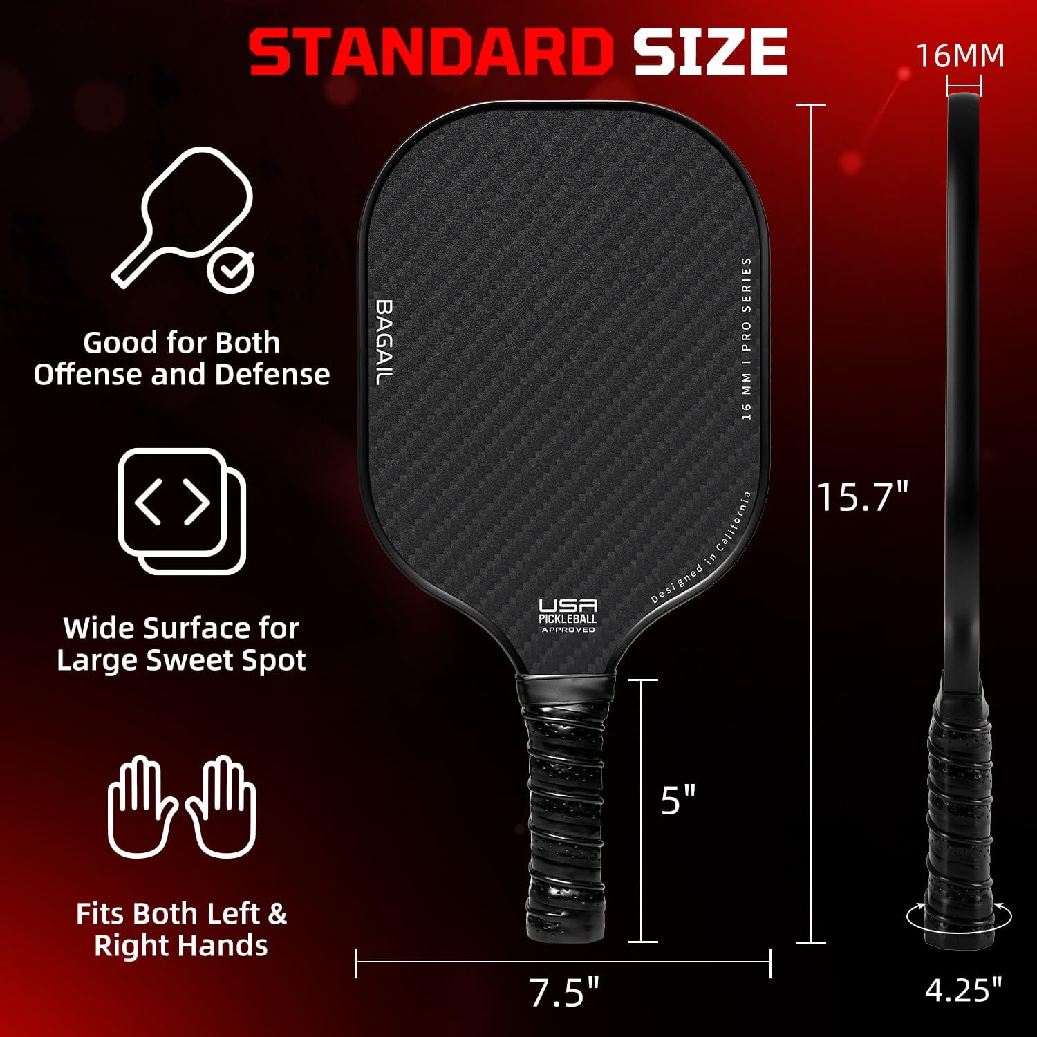 bagail-usapa-approved-fiberglass-pickleball-paddle-set-with-4-balls-and-bag image 6