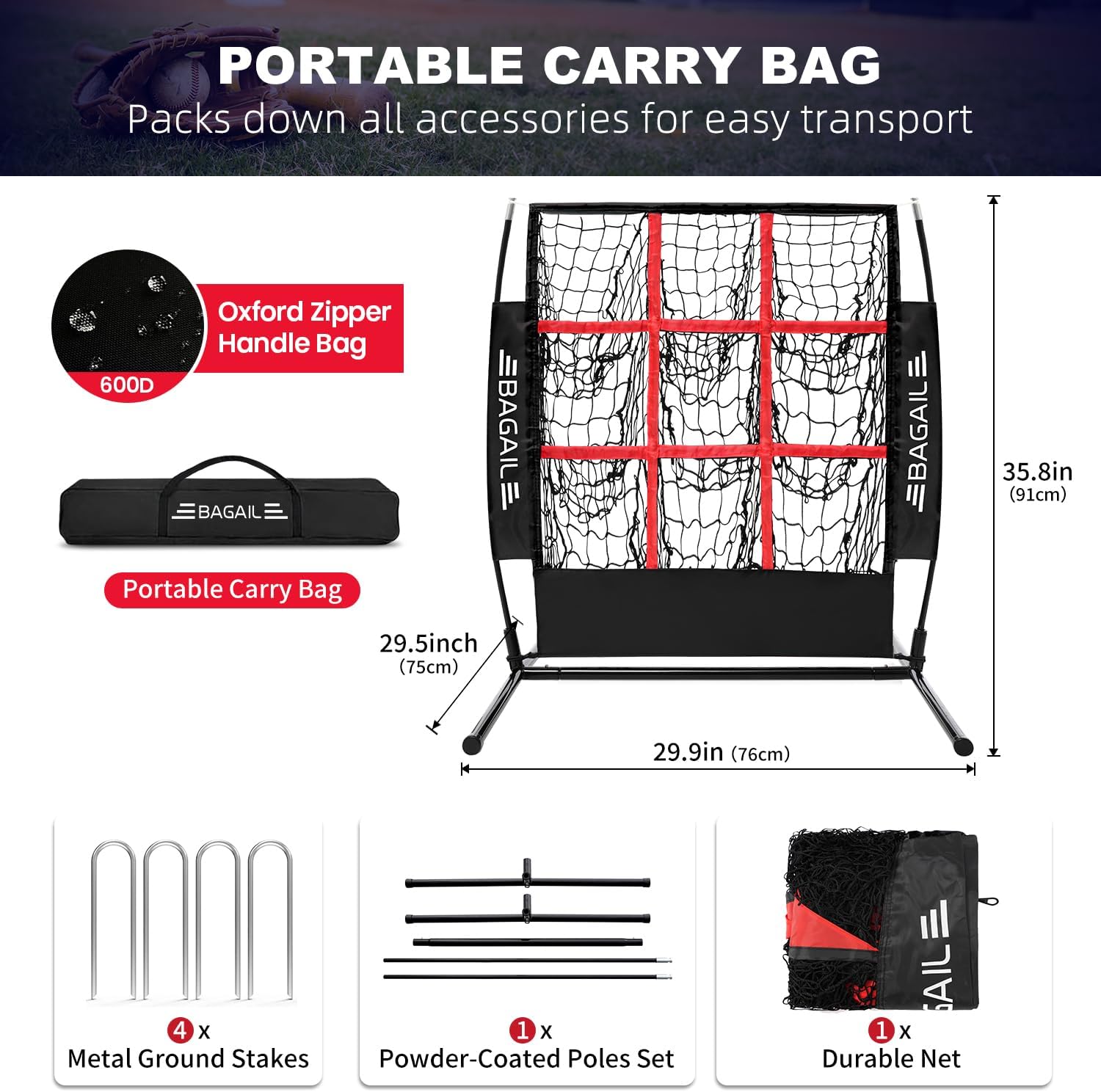 bagail-baseball-and-softball-pitching-net-with-9-pockets-portable-practice-targe image 7