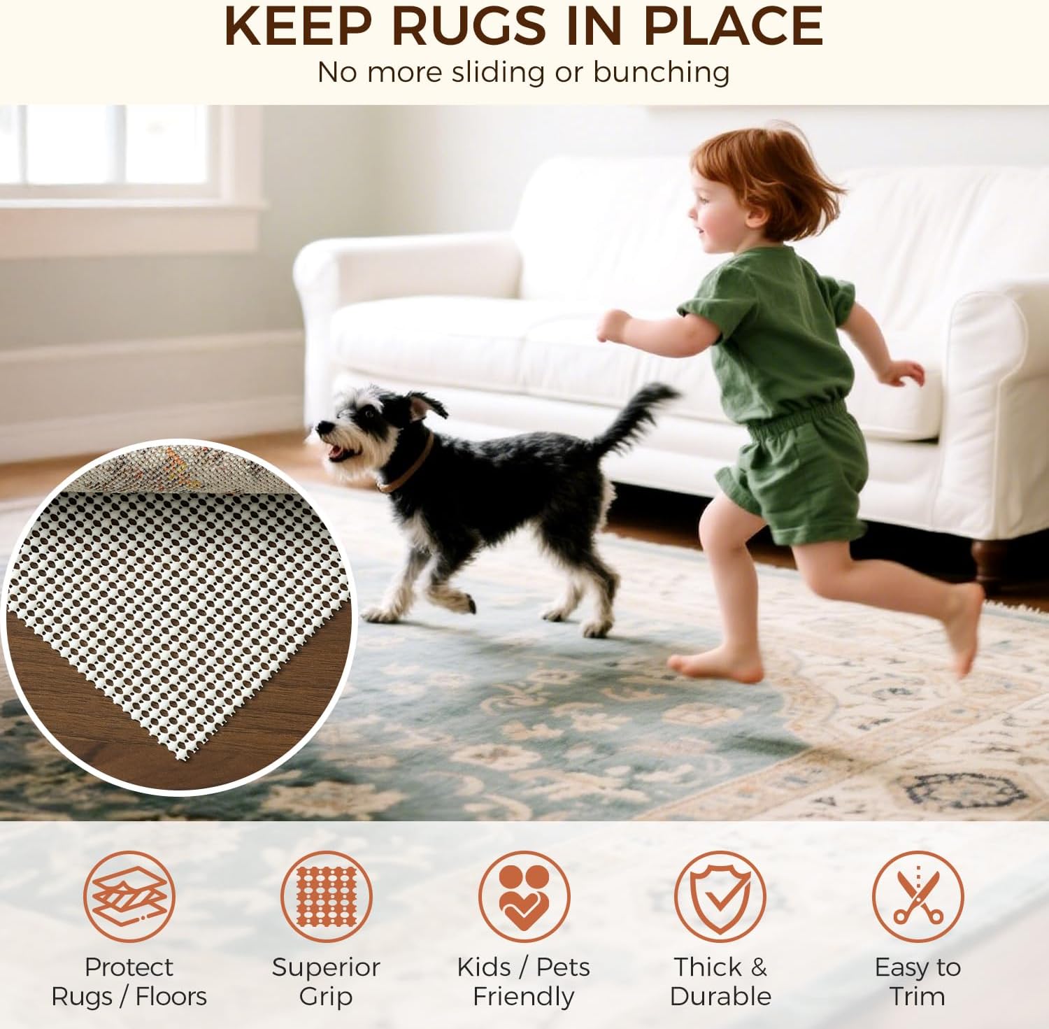 bagail-basics-non-slip-rug-pad-gripper-for-hardwood-floors-extra-thick-under-rug image 2