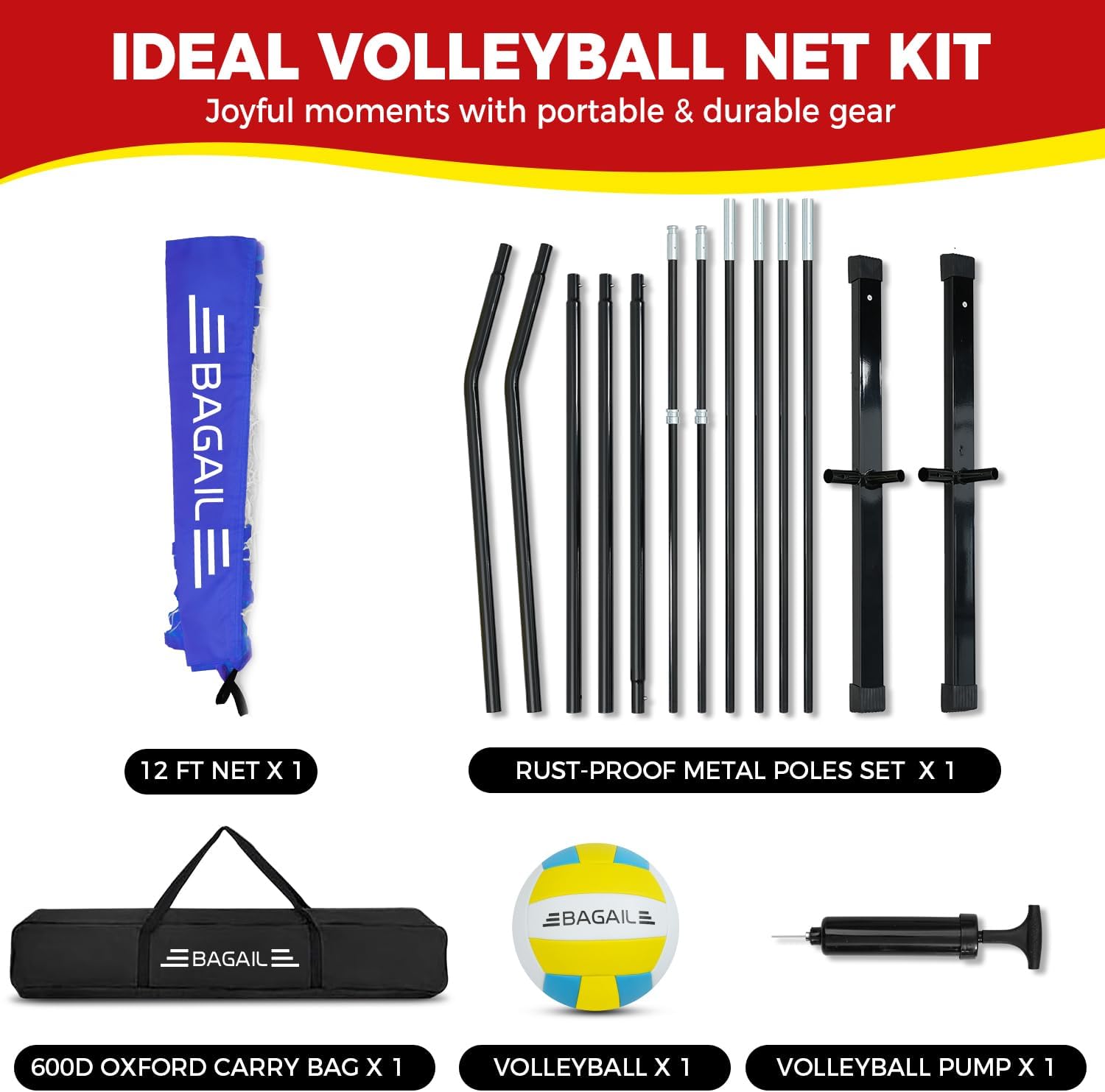 bagail-portable-freestanding-volleyball-net-set-12ft-or-20ft-adjustable-height image 6