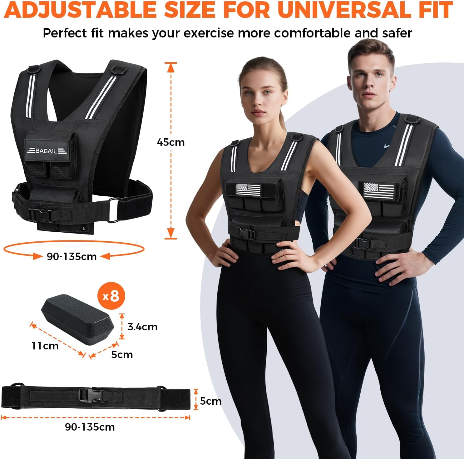 bagail-adjustable-weighted-vest-20lb-30lb-40lb-for-men-and-women-with-removable- image 2