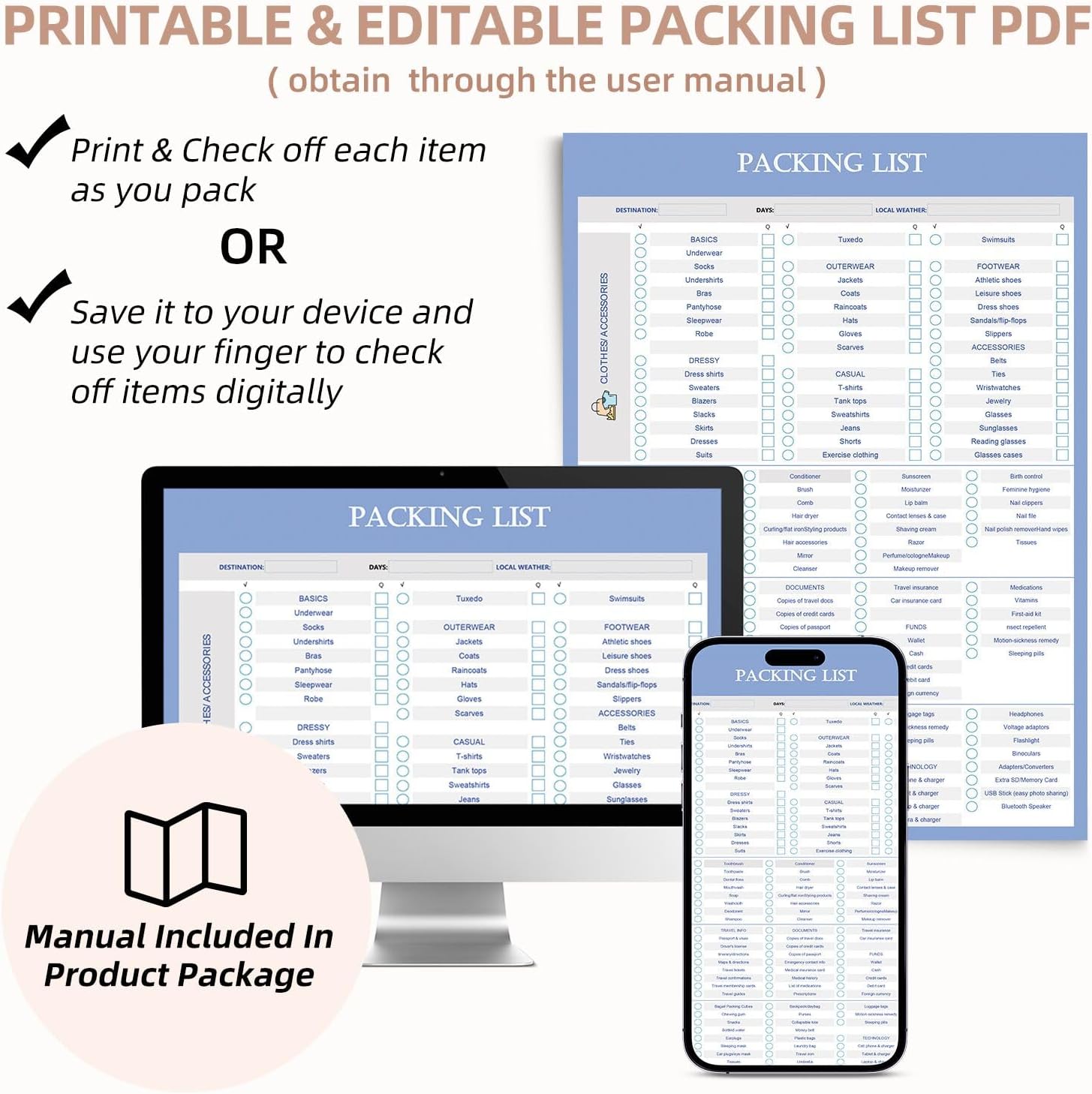 bagail-6-piece-ultra-light-compression-packing-cubes-with-labels-packing-checkli image 3