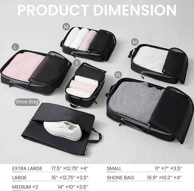 bagail-6-set-ultralight-compression-packing-cubes-with-70d-full-mesh-travel-orga image 2