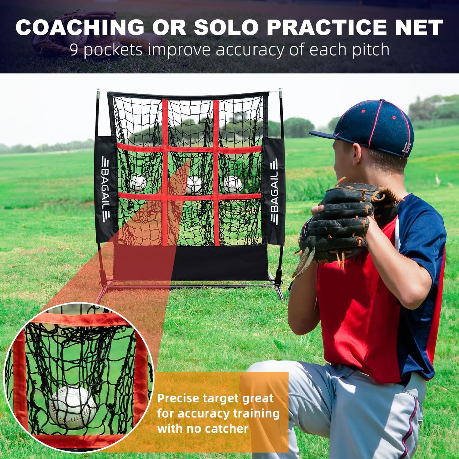 bagail-baseball-and-softball-pitching-net-with-9-pockets-portable-practice-targe image 3