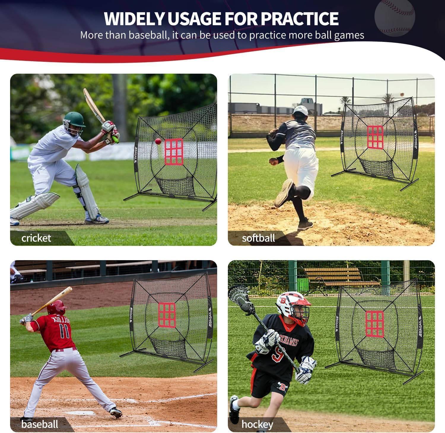 bagail-7x7-ft-extra-large-baseball-softball-training-net-with-batting-tee-heavy- image 7