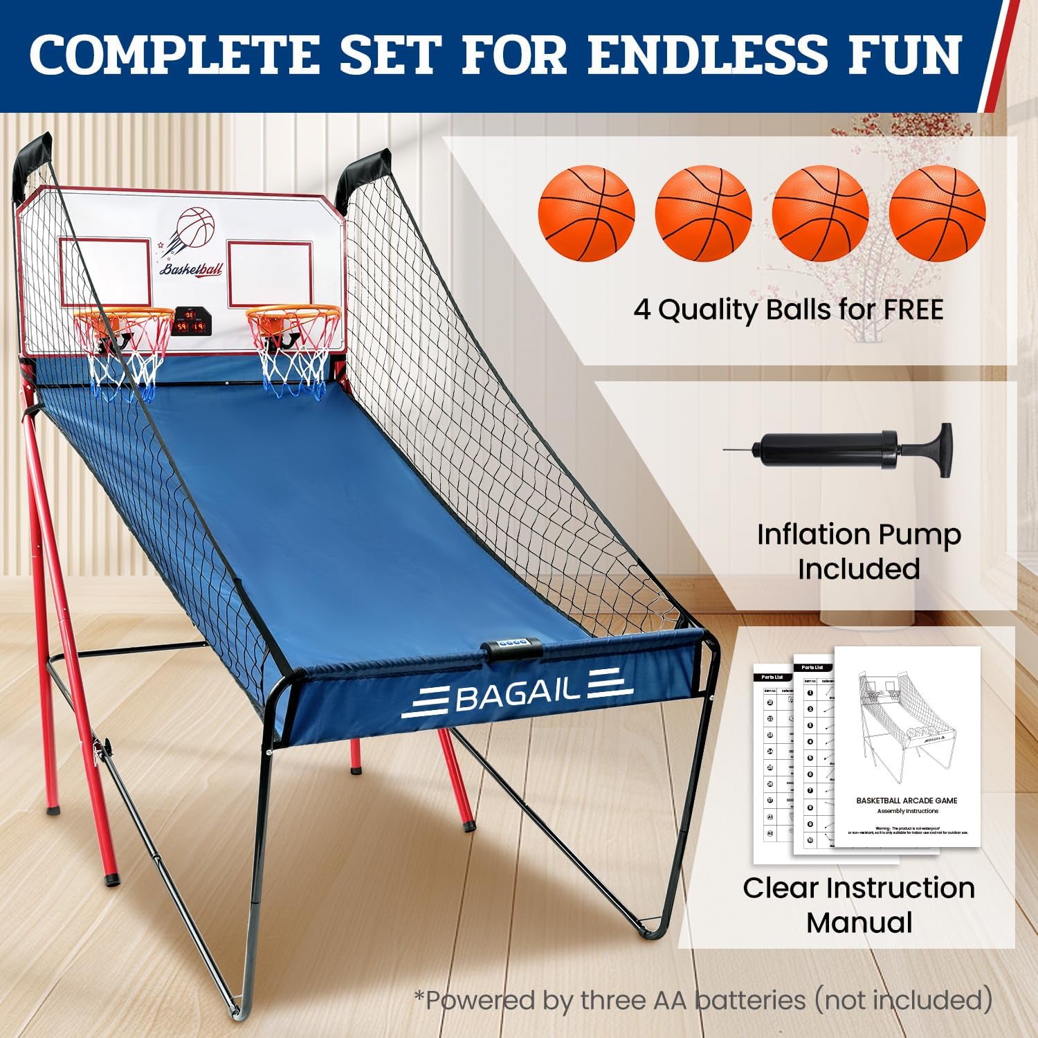 bagail-basketball-shooting-game-foldable-arcade-with-8-game-modes-electronic-sco image 5