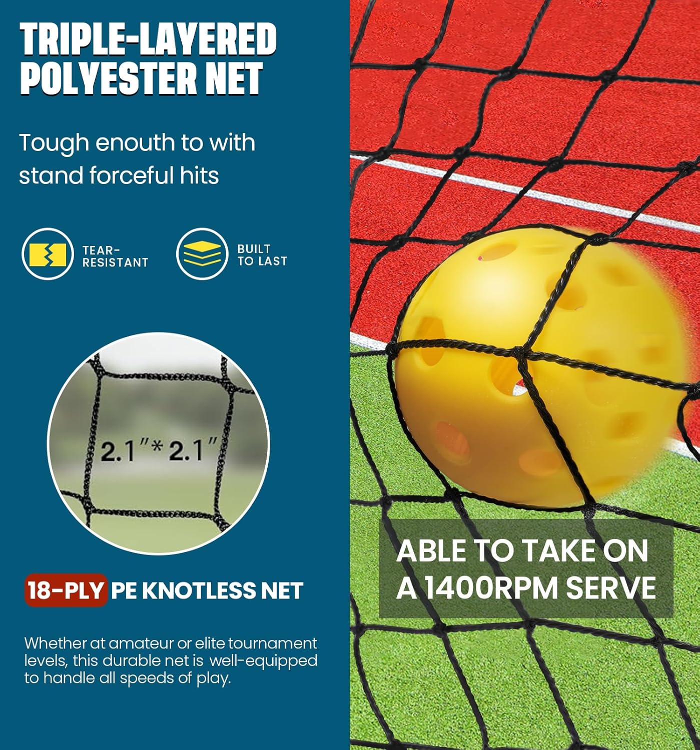 bagail-portable-pickleball-net-set-22ft-regulation-size-with-ball-collector-4-ba image 4