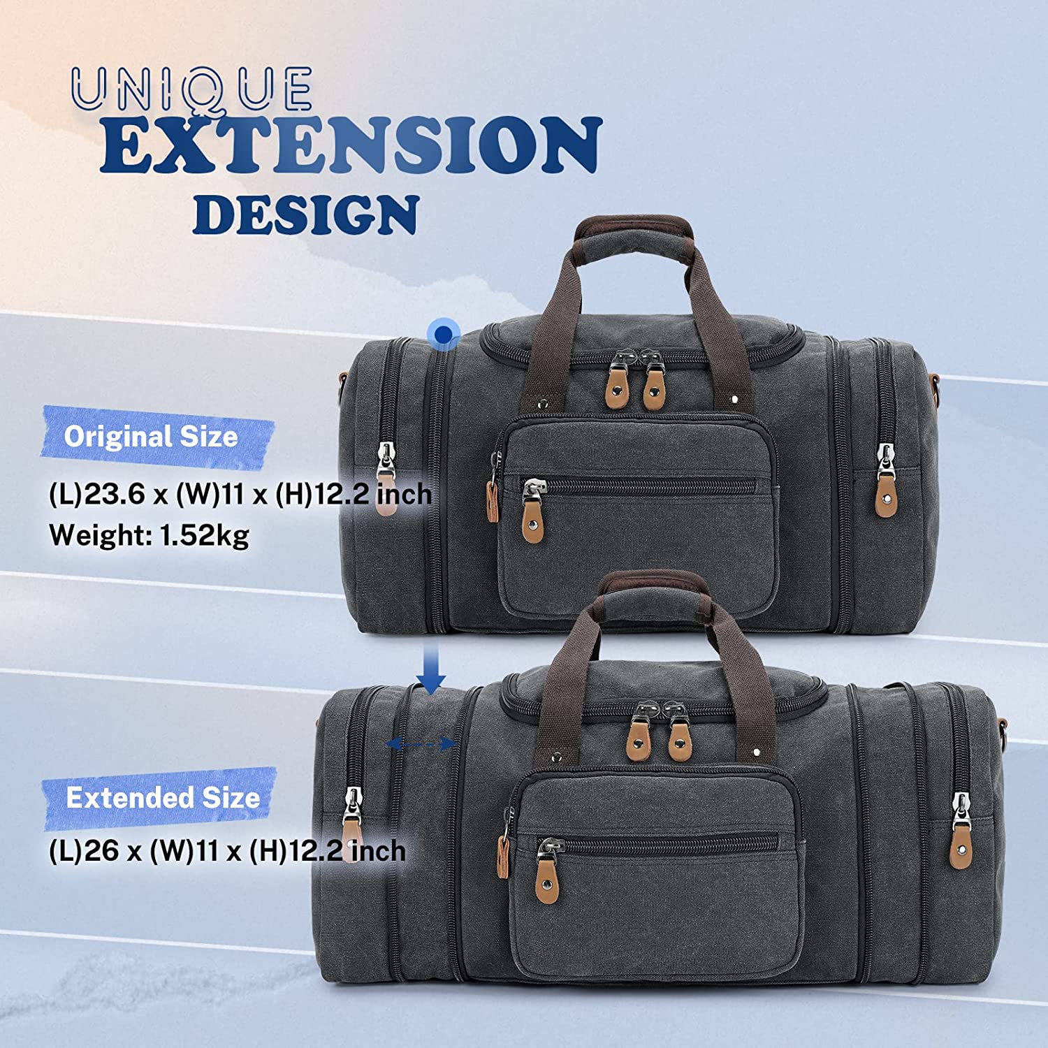 gonex-60l-canvas-duffle-bag image 5