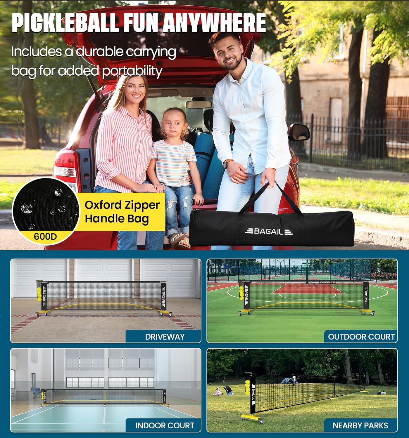 bagail-portable-pickleball-net-set-22ft-regulation-size-with-ball-collector-4-ba image 7
