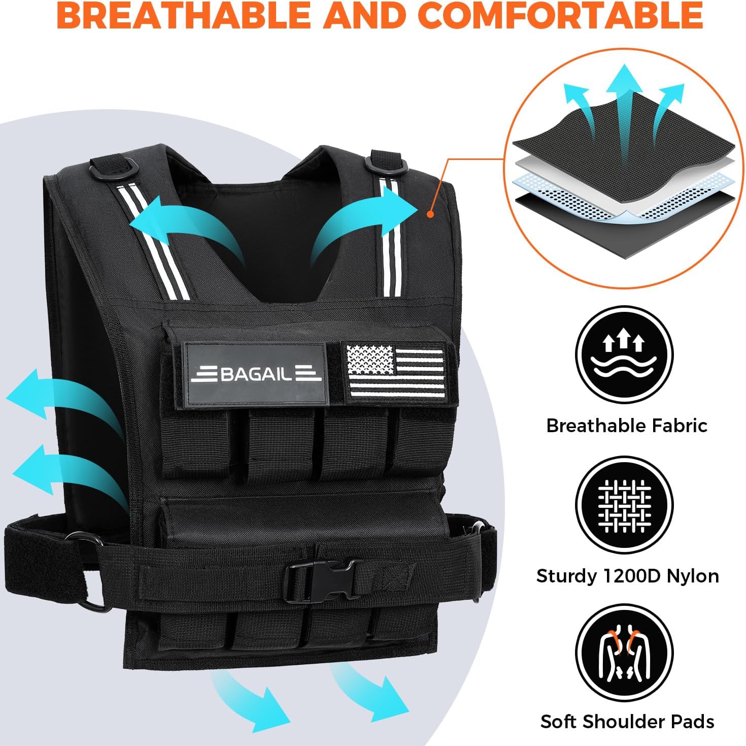 bagail-adjustable-weighted-vest-20lb-30lb-40lb-for-men-and-women-with-removable- image 4