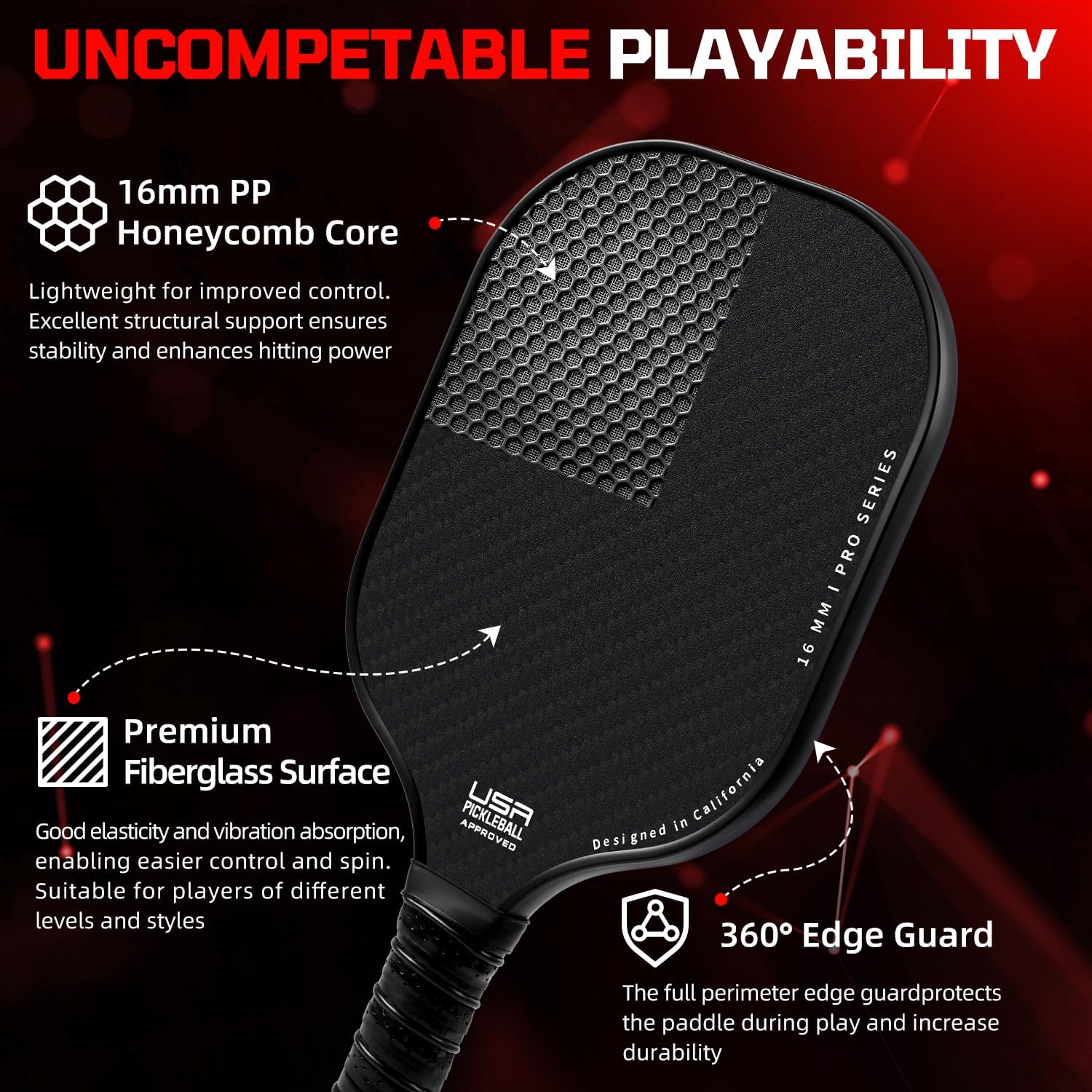 bagail-usapa-approved-fiberglass-pickleball-paddle-set-with-4-balls-and-bag image 3