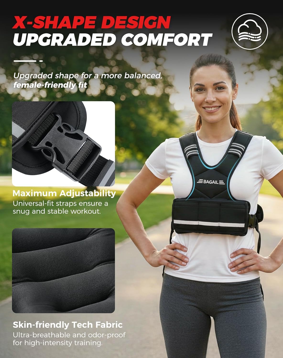 bagail-adjustable-weighted-vest-4-10-12-18-20-32lb-x-shape-u-neck-with-6-removab image 3
