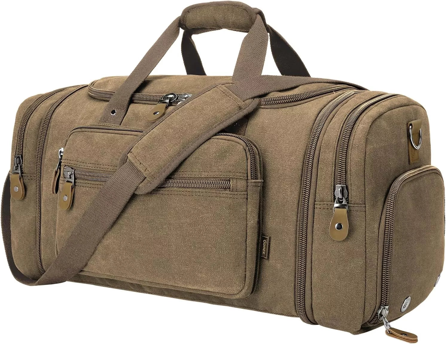 gonex-60l-canvas-duffle-bag-with-shoe-compartment image 2