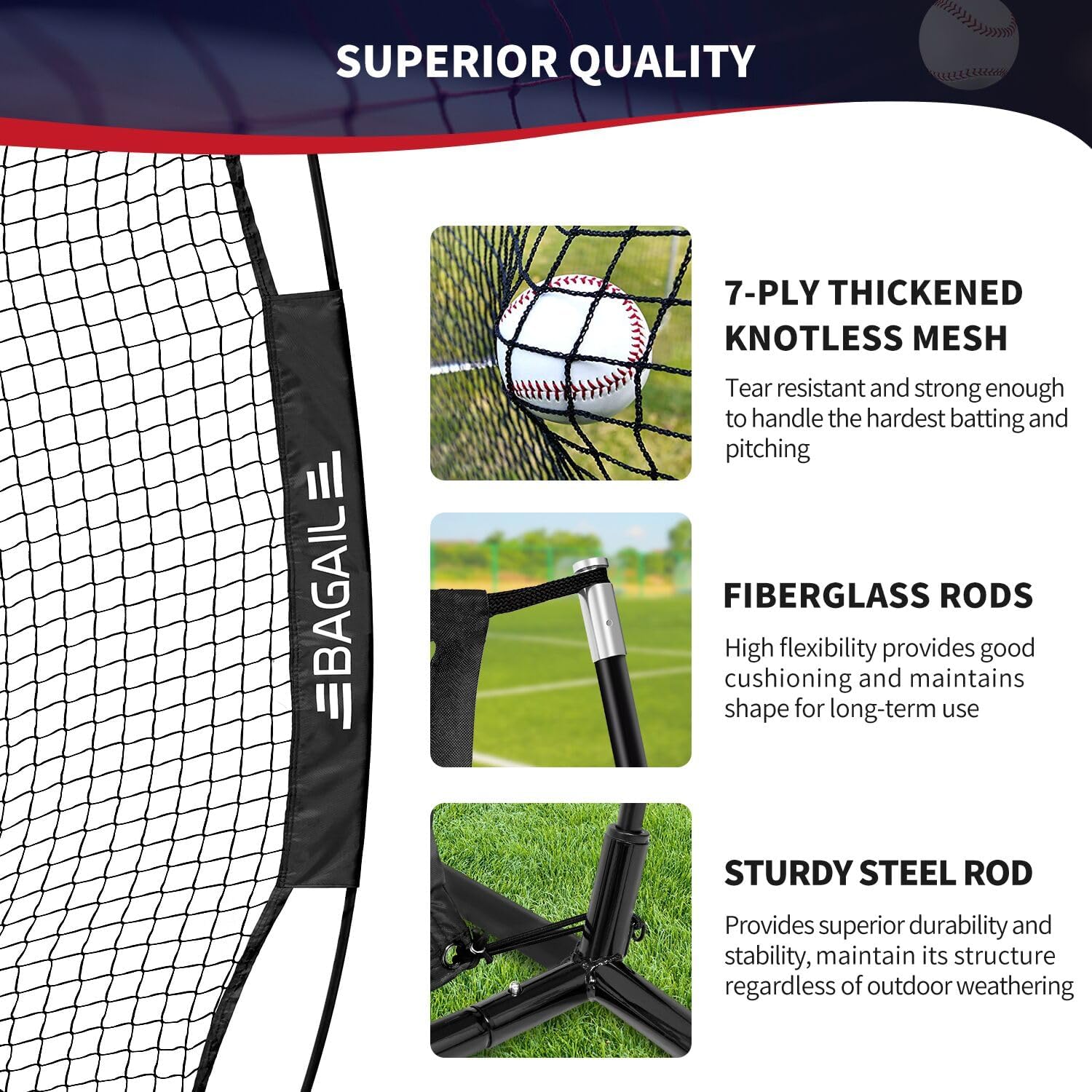 bagail-7x7-ft-baseball-softball-practice-net-with-bow-frame-for-batting-hitting- image 2