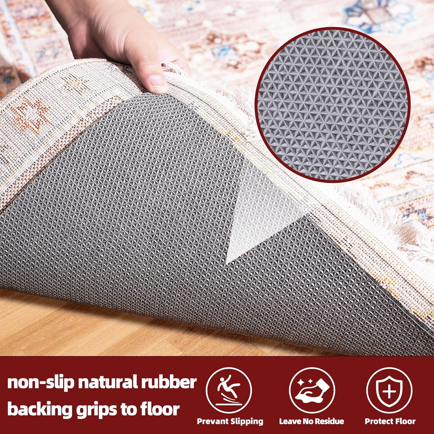 bagail-felt-and-natural-rubber-backing-rug-pad-non-slip-carpet-gripper-with-cush image 4