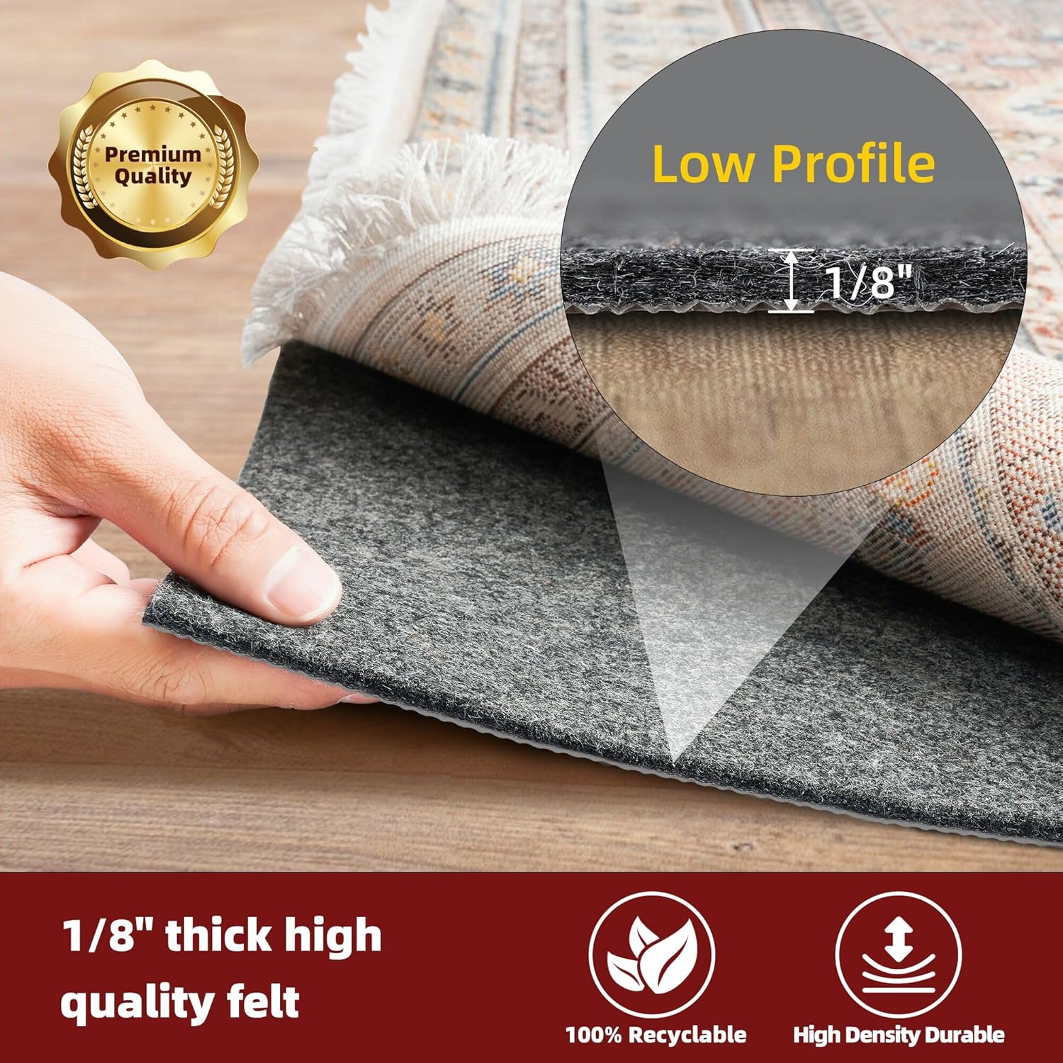 bagail-felt-and-natural-rubber-backing-rug-pad-non-slip-carpet-gripper-with-cush image 3