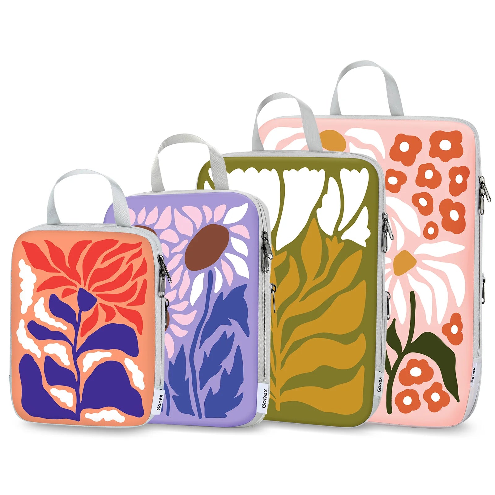 gonex-compression-packing-cubes-4-piece-set-with-floral-pattern image 2