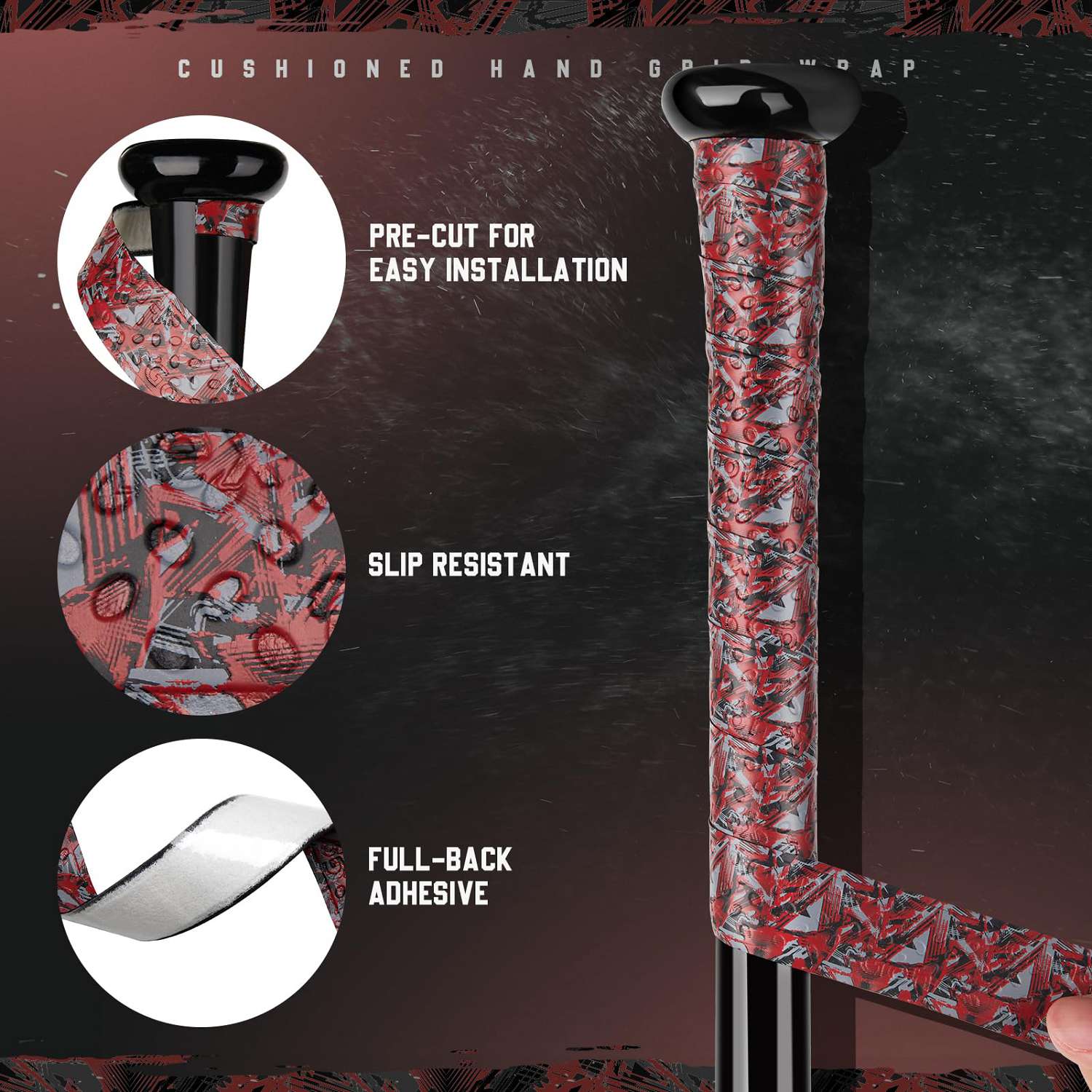 gonex-baseball-bat-grip-tape-red-black-graffiti-40-1-inches image 2