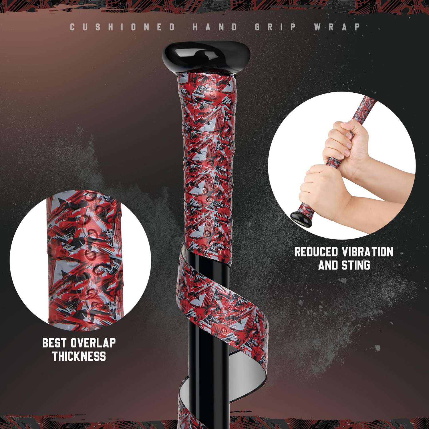 gonex-baseball-bat-grip-tape-red-black-graffiti-40-1-inches image 4