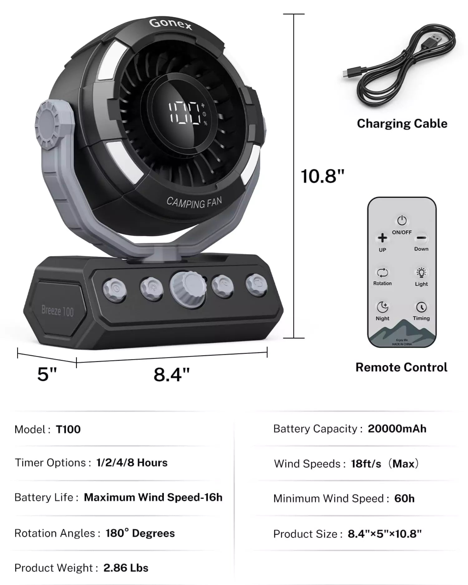 gonex-portable-camping-fan-for-tent-rechargeable-with-20-000mah-power-bank image 7