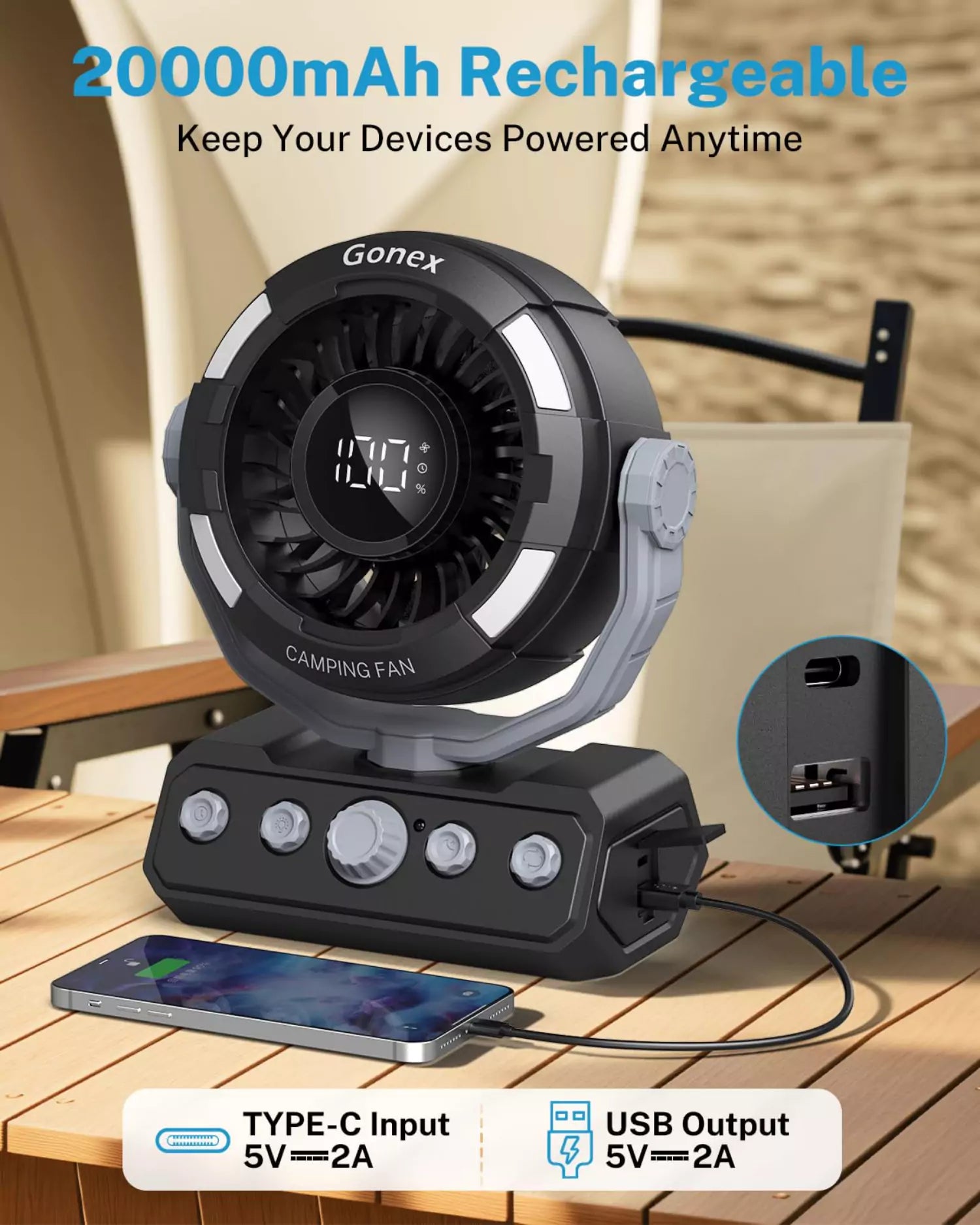gonex-portable-camping-fan-for-tent-rechargeable-with-20-000mah-power-bank image 6