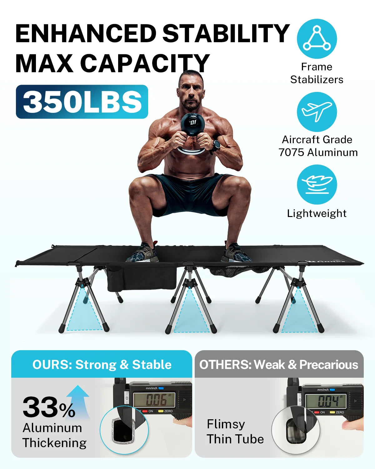 gonex-2-in-1-ultralight-folding-camping-cot-with-leg-extenders-350-lbs-capacity image 4