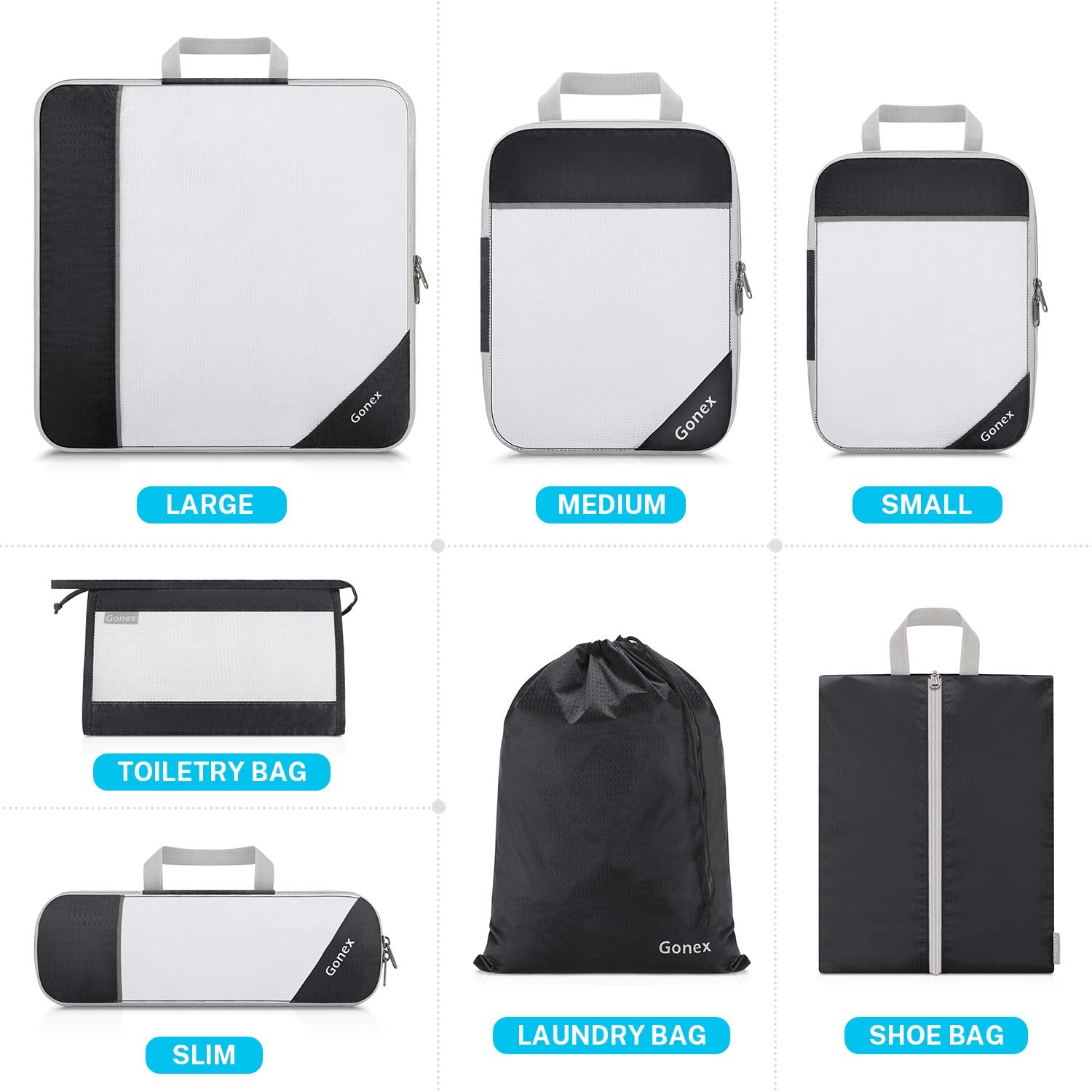 gonex-compressible-packing-cubes-7-pcs-complete-travel-organizer-set image 5