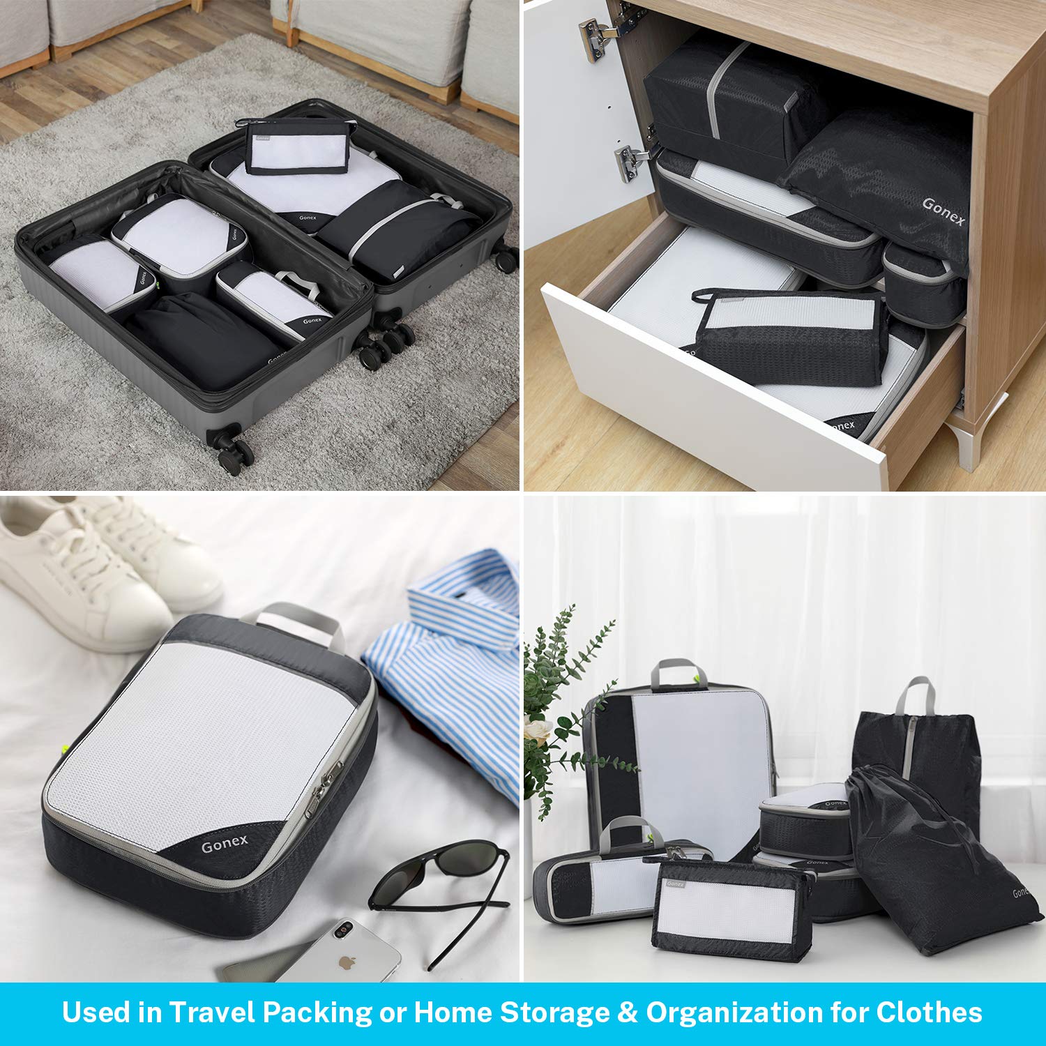 gonex-compressible-packing-cubes-7-pcs-complete-travel-organizer-set image 6